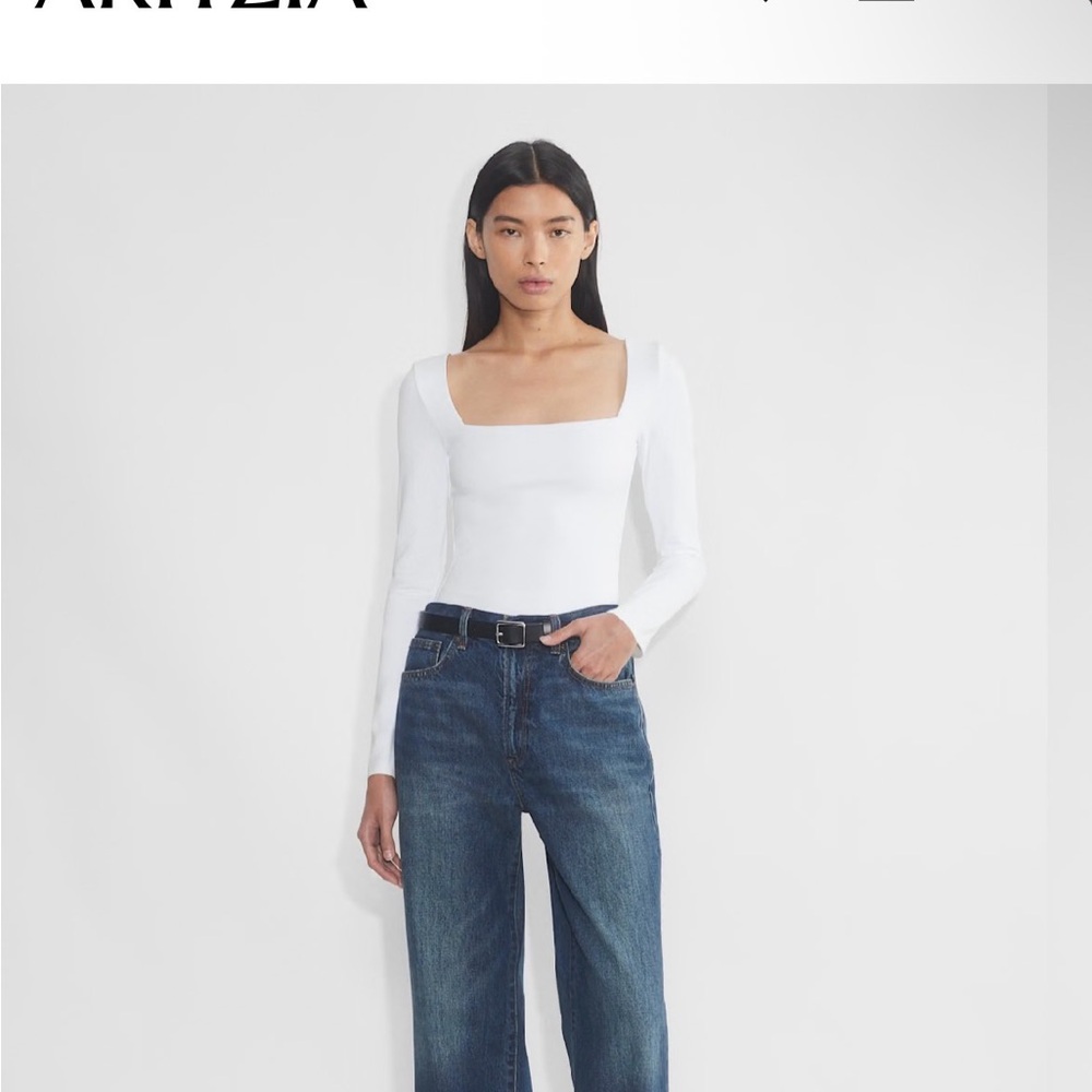 Aritzia White Long Sleeve Top